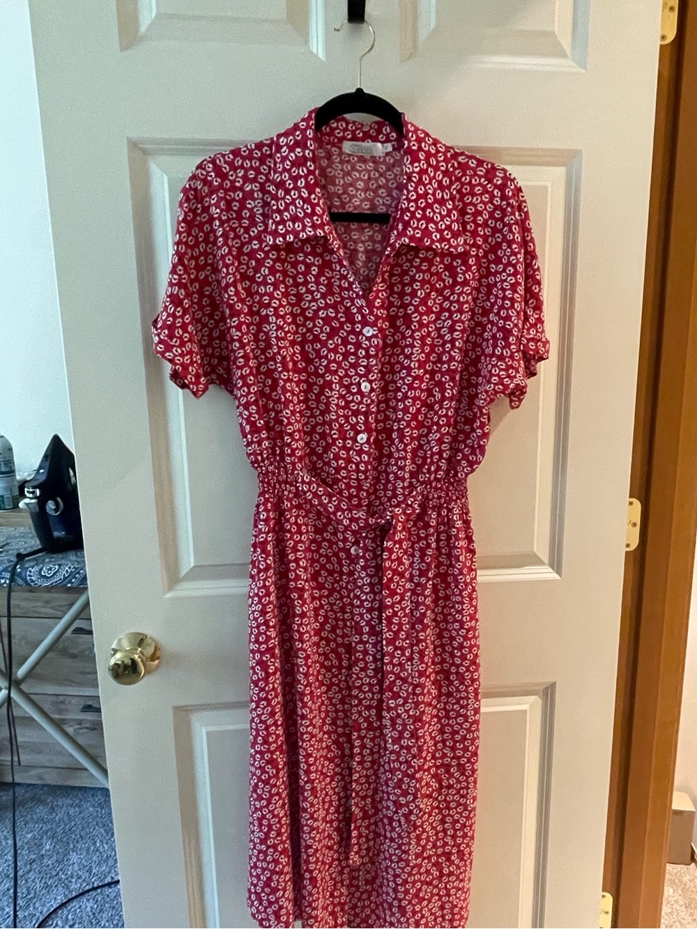 Women's red Floral Button-Front Midi Dress